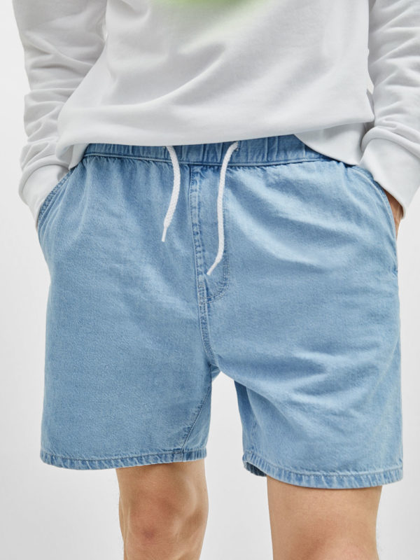 Blue Bleach Wash Denim Western Short